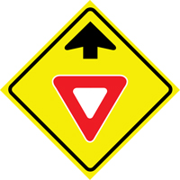 "Yield Ahead" Roll-Up Traffic Sign, 36" x 36", Vinyl, Pictogram Par Equipment