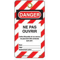 Lockout Tags, Plastic, 3" W x 5-3/4" H, French Par Equipment