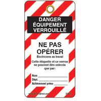 Lockout Tags, Plastic, 3" W x 5-3/4" H, French Par Equipment