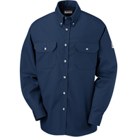 Flame-Resistant Cool Touch&reg; 2 Button Front Deluxe Shirts, Small, Navy Blue Par Equipment