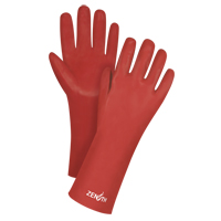 Red Smooth-Finish Chemical-Resistant Gloves, Size 9, 14" L, PVC, Interlock Inner Lining, 47-mil Par Equipment