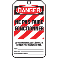 Lockout Tags, Plastic, 3-3/8" W x 5-5/8" H, French Par Equipment