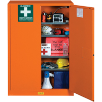 Emergency Preparedness Storage Cabinets, Steel, 4 Shelves, 65" H x 43" W x 18" D, Orange Par Equipment