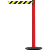 Advance TensaBarrier&reg; Barrier Post, Steel, 36" H, Black/Yellow Tape, 7.5' Tape Length Par Equipment