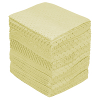 Industrial-Grade Fine Fibre Sorbent Pads, Hazmat, 15" x 17", 40 gal. Absorbancy Par Equipment