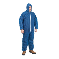 Hooded Coveralls, Medium, Blue, Polypropylene Par Equipment