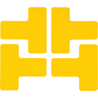 Autocollants pour d&eacute;limitation des coins sur le sol, T, 5" lo x 2" la, Jaune, Polyester Par Equipment