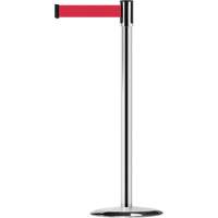 Slimline TensaBarrier&reg; Barrier Post, Steel, 38" H, Red Tape, 7.5' Tape Length Par Equipment