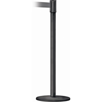 Slimline TensaBarrier&reg; Barrier Post, Steel, 38" H, Black Tape, 7.5' Tape Length Par Equipment