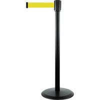 Slimline TensaBarrier&reg; Barrier Post, Steel, 38" H, Yellow Tape, 7.5' Tape Length Par Equipment