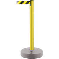 Outdoor TensaBarrier&reg; Barrier Post, Plastic, 37" H, Black/Yellow Tape, 13' Tape Length Par Equipment