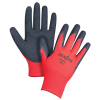 Gants enduits &agrave; prise cr&ecirc;p&eacute;e noir & rouge, 7/Petit, R&ecirc;vetement Latex de caoutchouc, Calibre 13, Enveloppe en Polyester Par Equipment