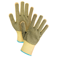 Gants tricot&eacute;s deux c&ocirc;t&eacute;s, sans couture, &agrave; pois, Taille T-Grand/10, Calibre 7, Rev&ecirc;tement PVC, Enveloppe en Kevlar, ASTM ANSI niveau A2/EN 388 niveau 3 Par Equipment