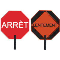 Double-Sided "Arrêt/Lentement" Traffic Control Sign, 18" x 18", Aluminum, French with Pictogram SFU870 | Par Equipment
