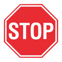"Stop" Floor Sign, Adhesive, English with Pictogram Par Equipment
