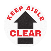 "Keep Aisle Clear" Floor Sign, Adhesive, English with Pictogram Par Equipment
