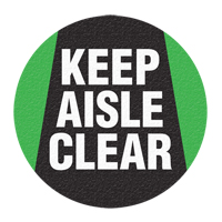 "Keep Aisle Clear" Floor Sign, Adhesive, English with Pictogram Par Equipment