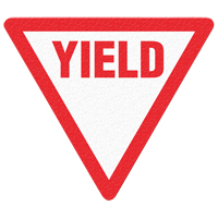 "Yield" Floor Sign, Adhesive, English with Pictogram Par Equipment
