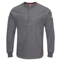 Chemises Henley Excel FR &agrave; manches longues, Petit, Gris Par Equipment