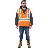 Flame-Resistant Surveyor Vest, High Visibility Orange, Large, Polyester, CSA Z96 Class 2 - Level 2 SGF137 | Par Equipment