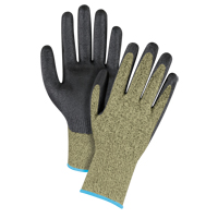 Gants &eacute;lastiques sans coutures r&eacute;sistants &agrave; la coupe noir & jaune, Taille T-Grand/10, Calibre 13, Rev&ecirc;tement Mousse de nitrile, Enveloppe en Aramide, ASTM ANSI niveau A6 Par Equipment