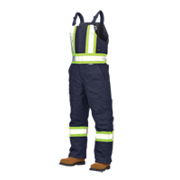 Duck Lined Safety Overalls, Cotton, Large, Navy Blue Par Equipment