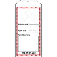 GHS Jumbo Tags, Cardstock, 3-7/8" W x 8-1/2" H, English Par Equipment