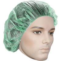 Bouffant Caps, Polypropylene, 21", Green Par Equipment