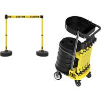 PLUS Barrier Post Cart Kit with Tray, 75' L, Metal, Yellow SGI791 | Par Equipment