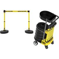 PLUS Barrier Post Cart Kit with Tray, 75' L, Metal, Yellow SGI793 | Par Equipment