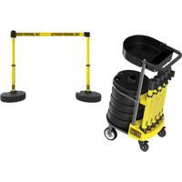 PLUS Barrier Post Cart Kit with Tray, 75' L, Metal, Yellow SGI795 | Par Equipment