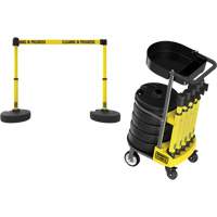 PLUS Barrier Post Cart Kit with Tray, 75' L, Metal, Yellow SGI796 | Par Equipment