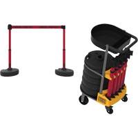 PLUS Barrier Post Cart Kit with Tray, 75' L, Metal, Red SGI802 | Par Equipment