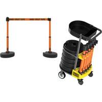 PLUS Barrier Post Cart Kit with Tray, 75' L, Metal, Orange SGI810 | Par Equipment