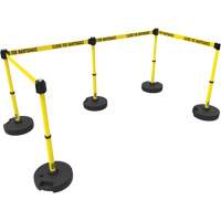 PLUS Barrier Post Set X5, Plastic, 42" H, Yellow Tape, 15' Tape Length Par Equipment