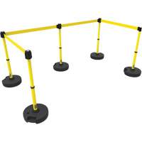PLUS Barrier Post Set X5, Plastic, 42" H, Yellow Tape, 15' Tape Length Par Equipment