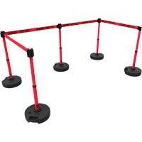 PLUS Barrier Post Set X5, Plastic, 42" H, Red Tape, 15' Tape Length Par Equipment