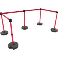 PLUS Barrier Post Set X5, Plastic, 42" H, Red Tape, 15' Tape Length Par Equipment
