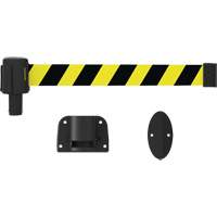 PLUS Wall Mount Barrier System, Plastic, Screw Mount, 15', Black and Yellow Tape SGI950 | Par Equipment