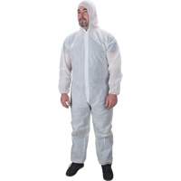 Hooded Coveralls, Medium, White, Polypropylene Par Equipment
