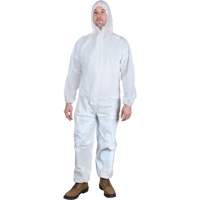 Hooded Coveralls, Medium, White, Microporous Par Equipment