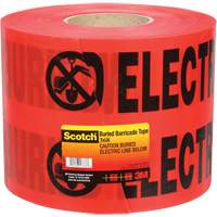 Ruban pour barri&egrave;res pour services publics souterrains Scotch, Anglais, 6" la x 1000' lo, 4 mils, Noir/rouge Par Equipment