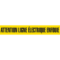 "Attention Ligne Électrique Enfouie" Barricade Tape, French, 3" W x 1000' L, Black on Yellow SGQ360 | Par Equipment