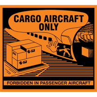 "Cargo Aircraft Only" Handling Labels, 4-3/4" L x 4-1/4" W, Orange Par Equipment