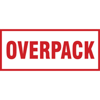"Overpack" Handling Labels, 6" L x 2-1/2" W, Red on White SGQ528 | Par Equipment