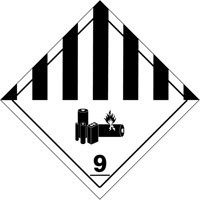 Étiquettes de manutention de matières dangereuses du département des Transports, 4" lo x 4" la, Noir sur blanc SGQ530 | Par Equipment