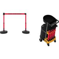 Plus Portable Barrier System Cart Package with Tray, 75' L, Metal/Plastic, Red SGQ814 | Par Equipment
