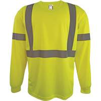 Long Sleeve Safety Shirt, Polyester, 2X-Large, High Visibility Lime-Yellow Par Equipment