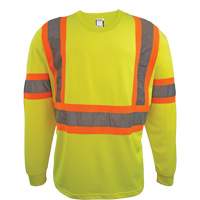 Long Sleeve Safety Shirt, Polyester, 2X-Large, High Visibility Lime-Yellow Par Equipment