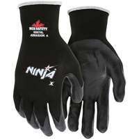 Ninja&reg; Coated Gloves, Large, Bi-Polymer Coating, 15 Gauge, Nylon/Lycra&reg; Shell Par Equipment